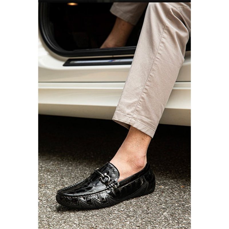 Ανδρικά Loafers Πολυτέλεια Crocmoc Crocodile Leather - Μαύρο