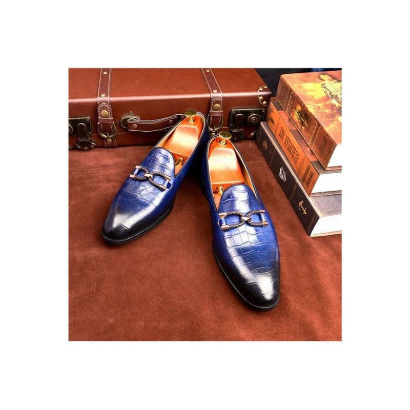 Ανδρικά Loafers Πολυτέλεια Crocodile Leather Slip On Μπρογκ Παπούτσια - Μπλε