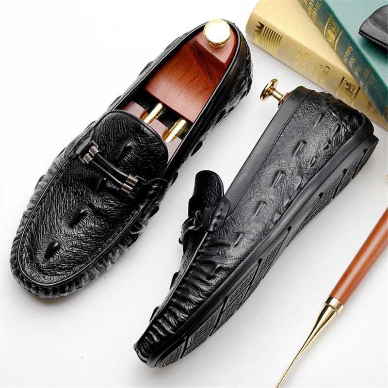 Ανδρικά Loafers Πολυτέλεια Croctex Leather Brogue - Μαύρο