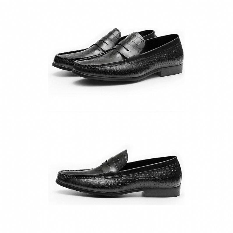 Ανδρικά Loafers Πολυτέλεια Croctex Slip On Brogues - Μαύρο 