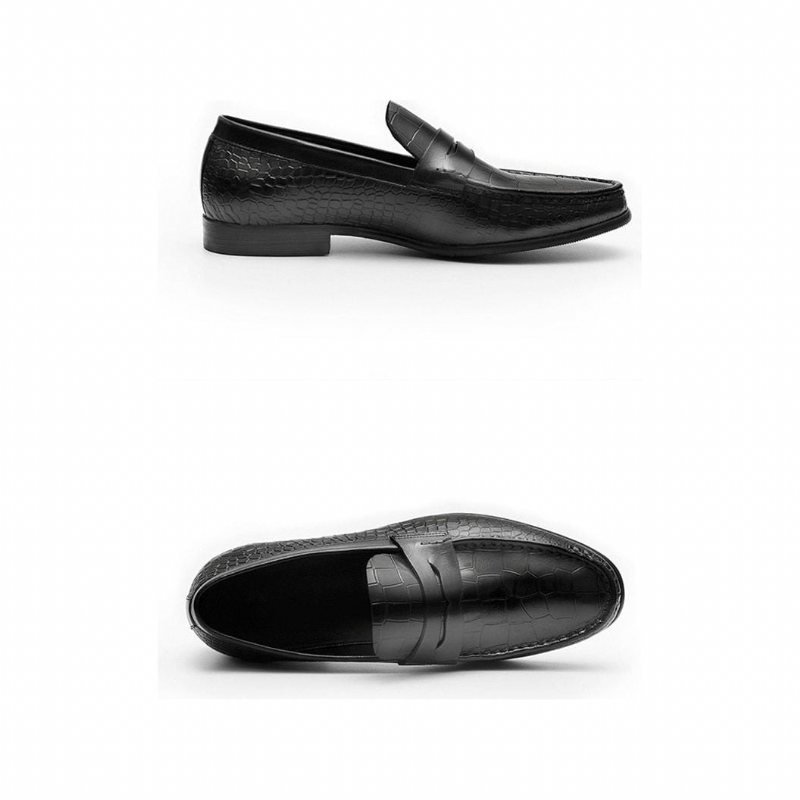 Ανδρικά Loafers Πολυτέλεια Croctex Slip On Brogues - Μαύρο 