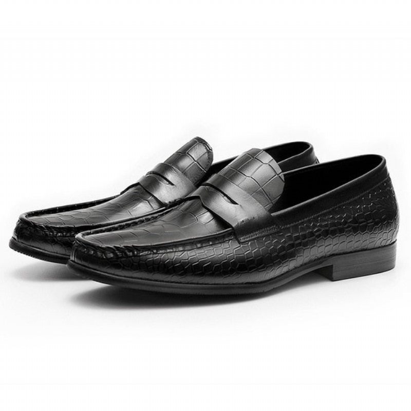 Ανδρικά Loafers Πολυτέλεια Croctex Slip On Brogues - Μαύρο 