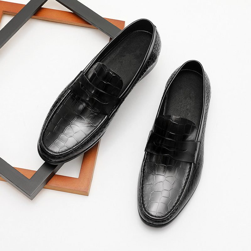 Ανδρικά Loafers Πολυτέλεια Croctex Slip On Brogues - Μαύρο 