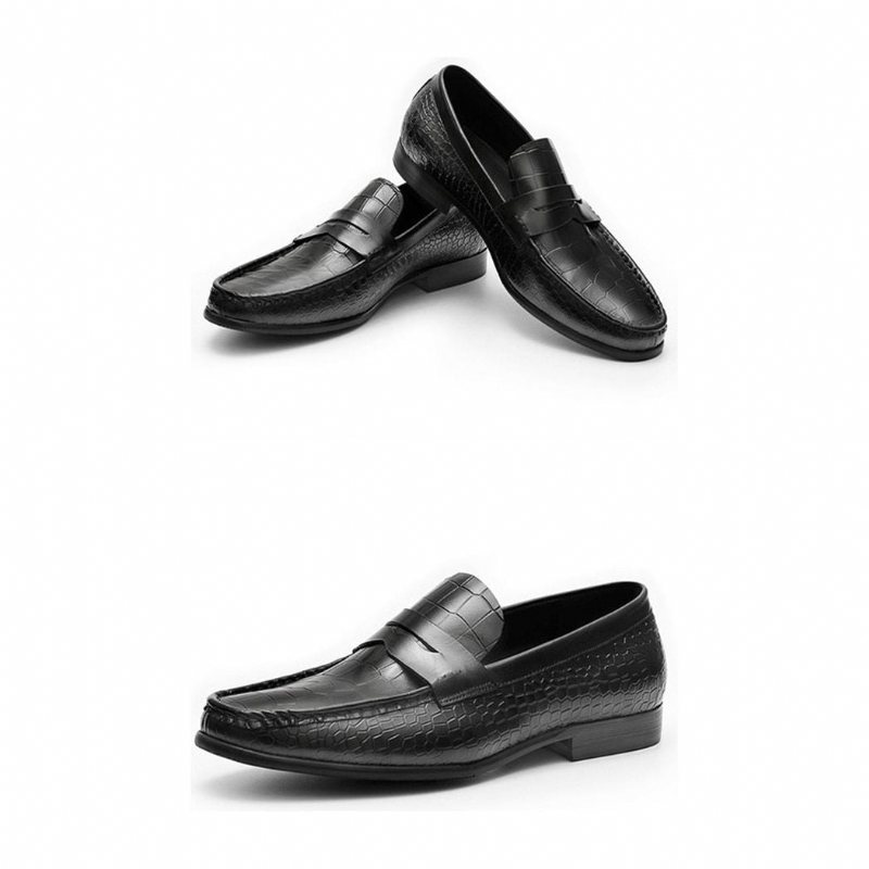 Ανδρικά Loafers Πολυτέλεια Croctex Slip On Brogues - Μαύρο 