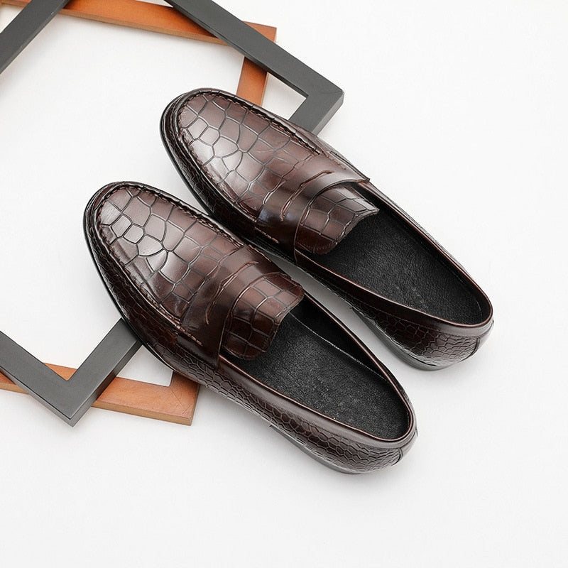 Ανδρικά Loafers Πολυτέλεια Croctex Slip On Brogues - Καφές