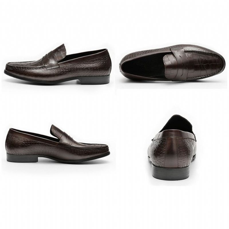 Ανδρικά Loafers Πολυτέλεια Croctex Slip On Brogues - Καφές