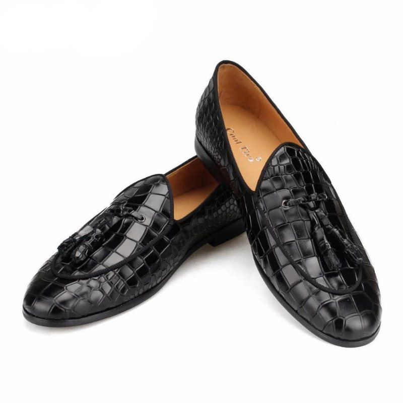 Ανδρικά Loafers Πολυτέλεια Croctex Slip-on Με Συμπαγές Σχέδιο - Μαύρο 