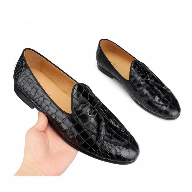 Ανδρικά Loafers Πολυτέλεια Croctex Slip-on Με Συμπαγές Σχέδιο - Μαύρο 