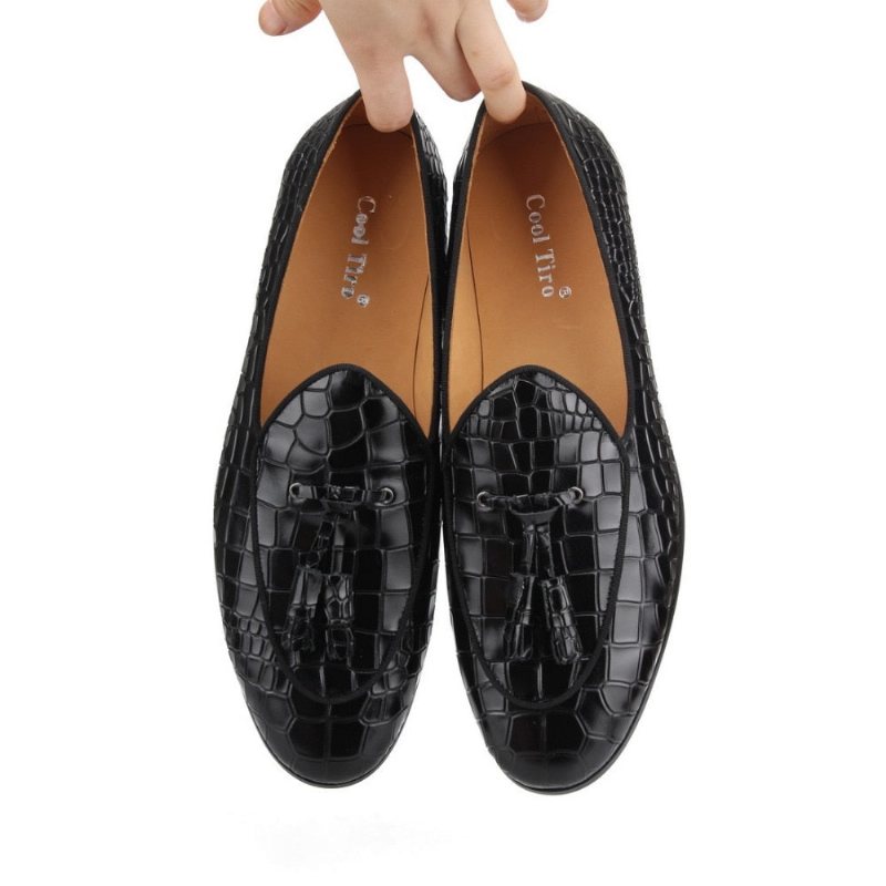 Ανδρικά Loafers Πολυτέλεια Croctex Slip-on Με Συμπαγές Σχέδιο - Μαύρο 