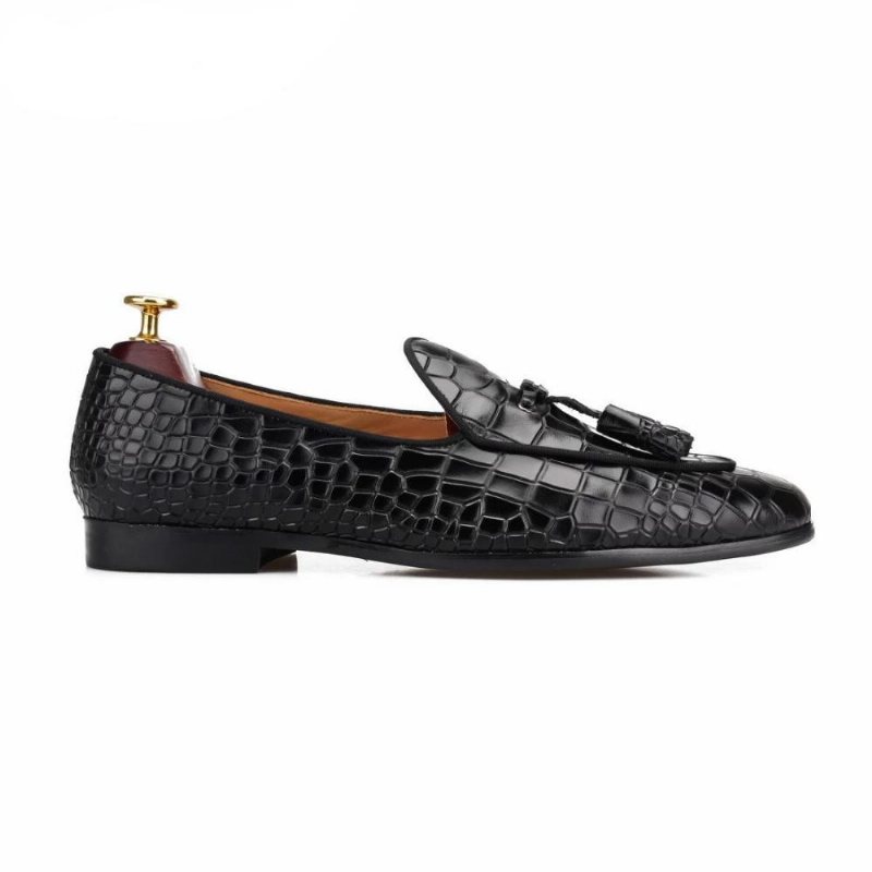 Ανδρικά Loafers Πολυτέλεια Croctex Slip-on Με Συμπαγές Σχέδιο - Μαύρο 