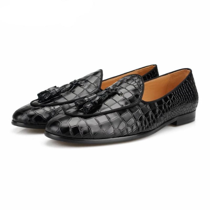 Ανδρικά Loafers Πολυτέλεια Croctex Slip-on Με Συμπαγές Σχέδιο - Μαύρο 