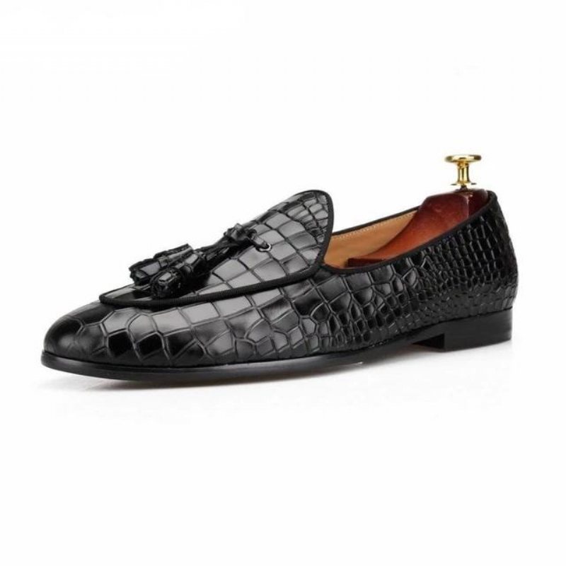 Ανδρικά Loafers Πολυτέλεια Croctex Slip-on Με Συμπαγές Σχέδιο - Μαύρο 