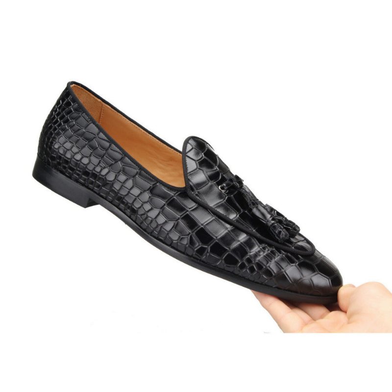 Ανδρικά Loafers Πολυτέλεια Croctex Slip-on Με Συμπαγές Σχέδιο - Μαύρο 