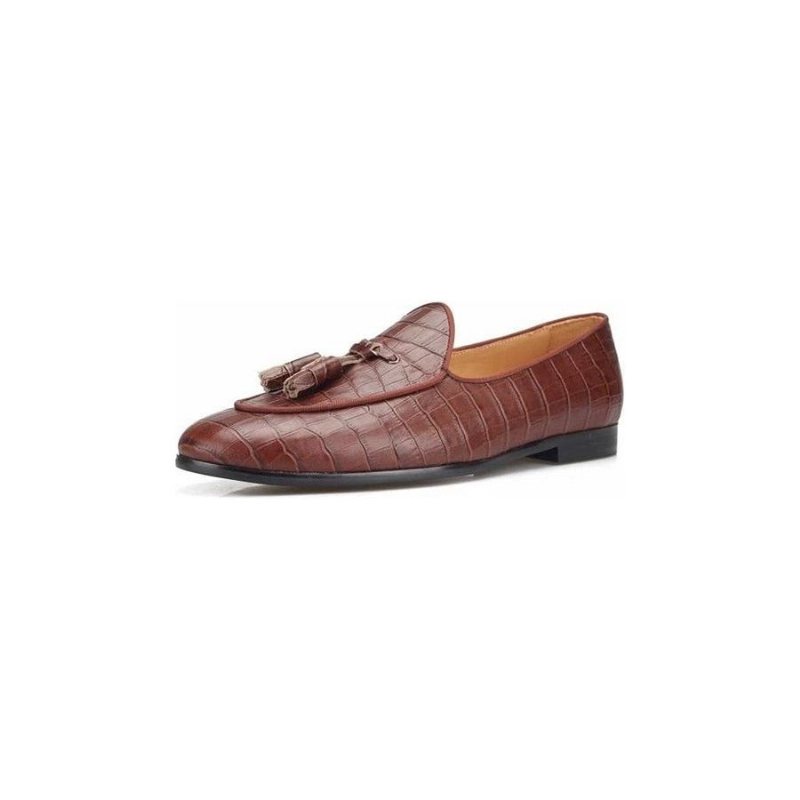 Ανδρικά Loafers Πολυτέλεια Croctex Slip-on Με Συμπαγές Σχέδιο - Καφές