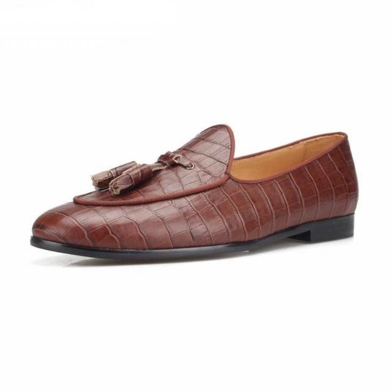 Ανδρικά Loafers Πολυτέλεια Croctex Slip-on Με Συμπαγές Σχέδιο - Καφές