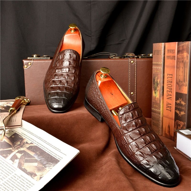 Ανδρικά Loafers Πολυτέλεια Croctex Με Μυτερά Δάχτυλα Slip-on - Καφές