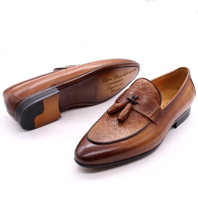 Ανδρικά Loafers Πολυτέλεια Exotic Slip On - Καφές