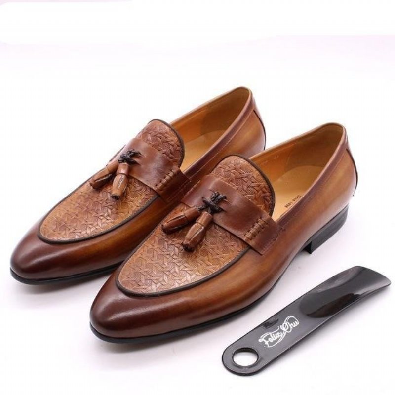 Ανδρικά Loafers Πολυτέλεια Exotic Slip On - Καφές