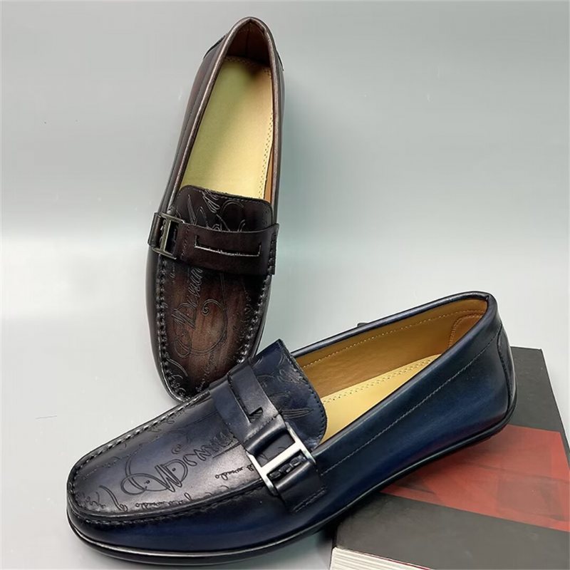 Ανδρικά Loafers Πολυτέλεια Flat Δερμάτινο Φόρεμα Αγελάδας - Καφέ