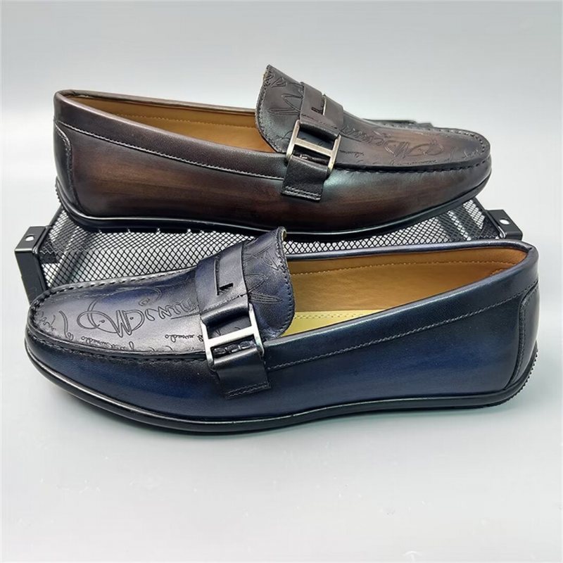 Ανδρικά Loafers Πολυτέλεια Flat Δερμάτινο Φόρεμα Αγελάδας - Καφέ