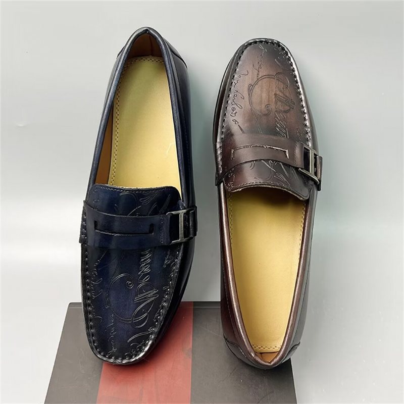 Ανδρικά Loafers Πολυτέλεια Flat Δερμάτινο Φόρεμα Αγελάδας - Καφέ