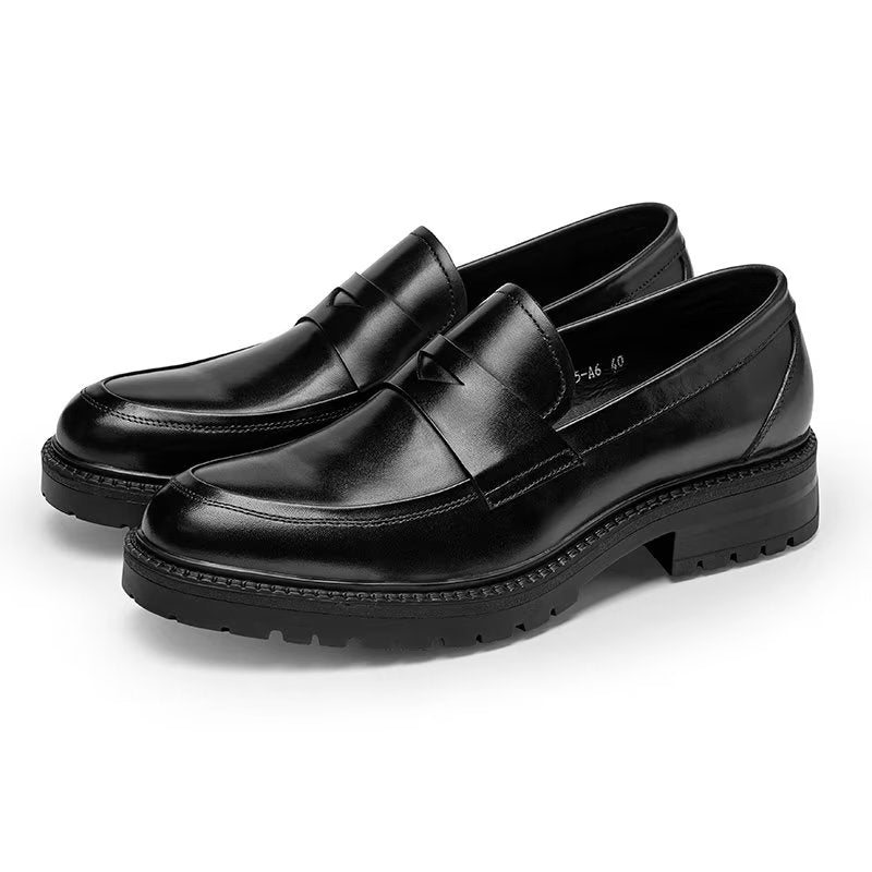 Ανδρικά Loafers Πολυτέλεια Leather Chic Slip-on Παπούτσια - Μαύρο