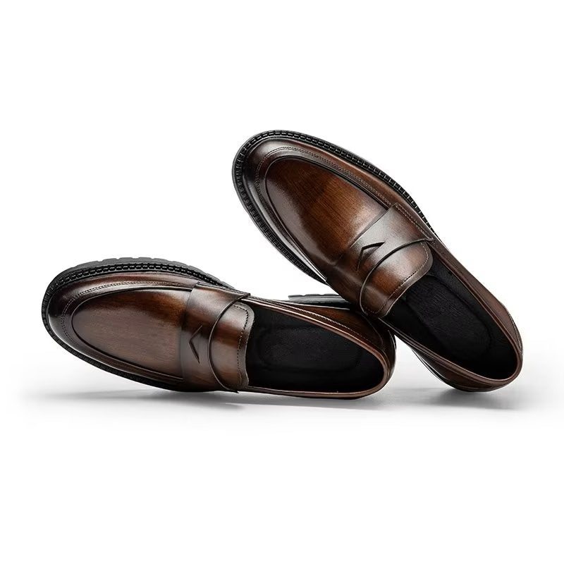 Ανδρικά Loafers Πολυτέλεια Leather Chic Slip-on Παπούτσια - Καφέ