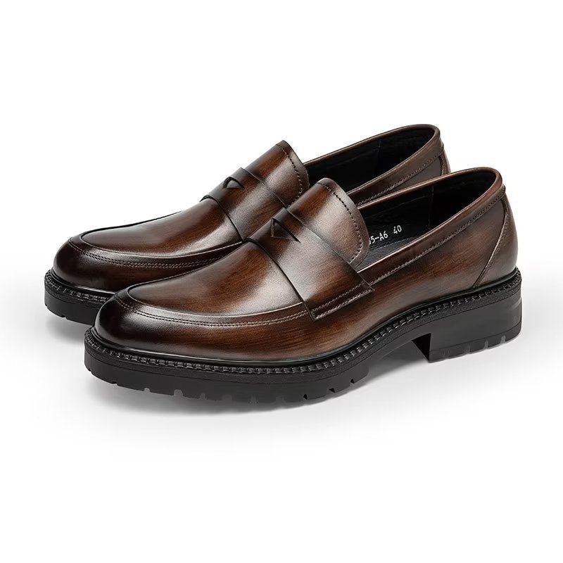 Ανδρικά Loafers Πολυτέλεια Leather Chic Slip-on Παπούτσια - Καφέ