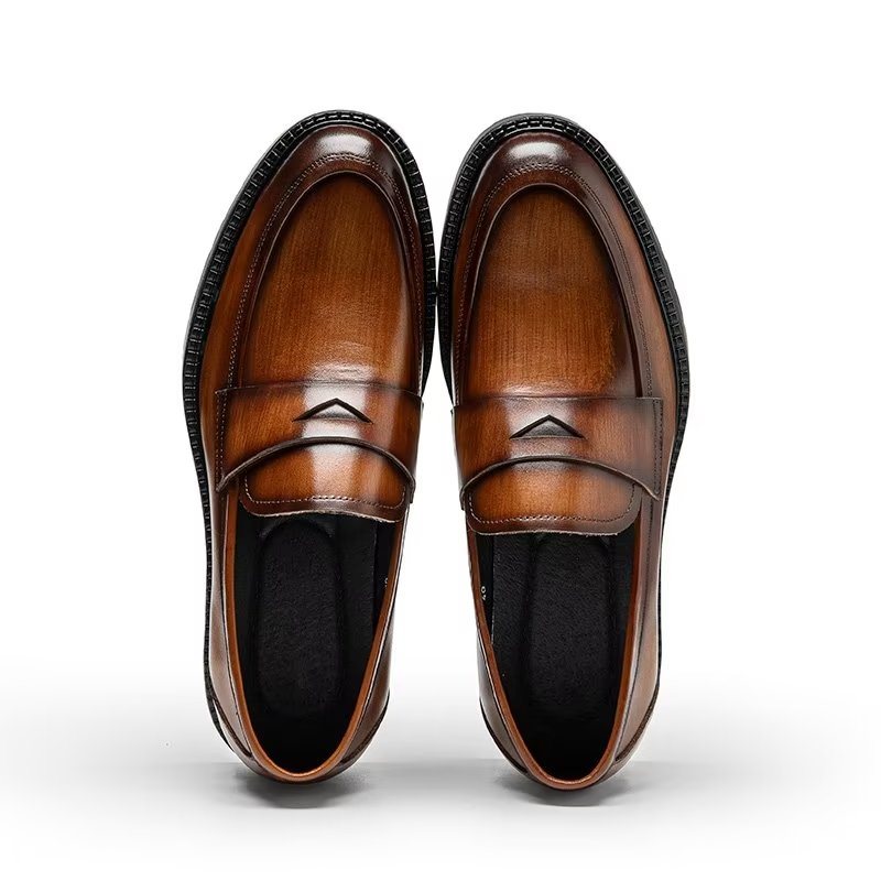 Ανδρικά Loafers Πολυτέλεια Leather Chic Slip-on Παπούτσια - Καφέ