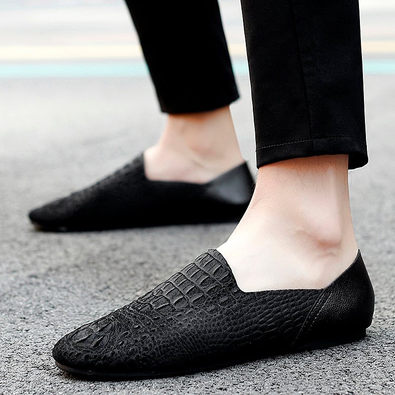 Ανδρικά Loafers Πολυτέλεια Leather Crocodile Comfort Driving - Μαύρο