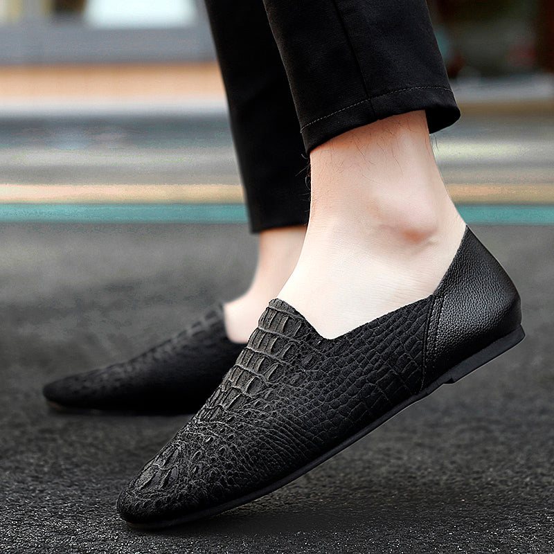 Ανδρικά Loafers Πολυτέλεια Leather Crocodile Comfort Driving - Μαύρο