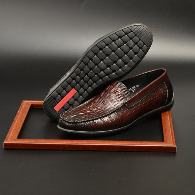 Ανδρικά Loafers Πολυτέλεια Leather Crocodile Daily Business Slip On - Κόκκινο