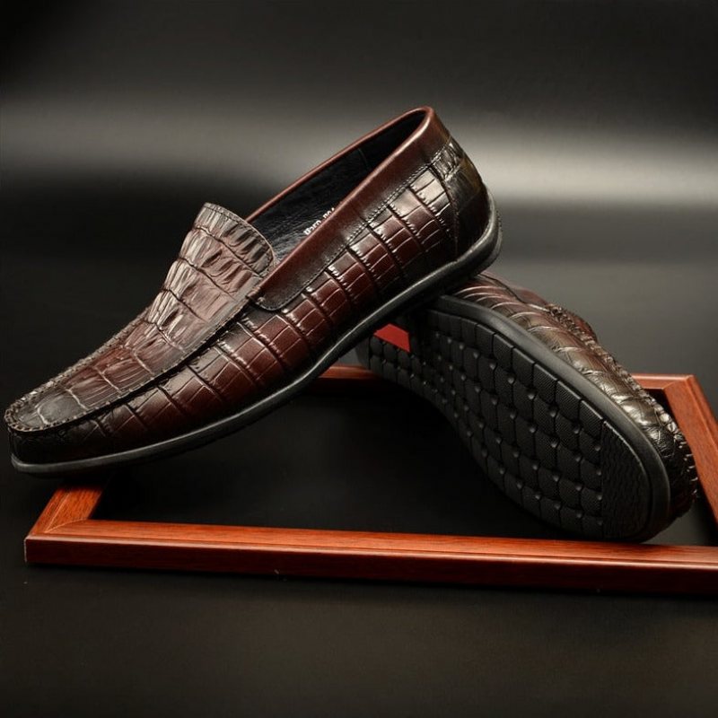 Ανδρικά Loafers Πολυτέλεια Leather Crocodile Daily Business Slip On - Κόκκινο