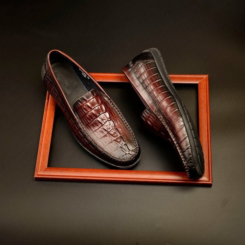 Ανδρικά Loafers Πολυτέλεια Leather Crocodile Daily Business Slip On - Κόκκινο