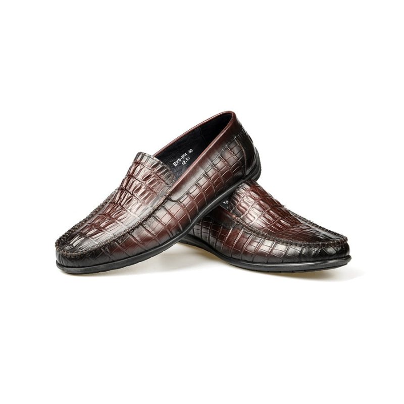 Ανδρικά Loafers Πολυτέλεια Leather Crocodile Daily Business Slip On - Κόκκινο