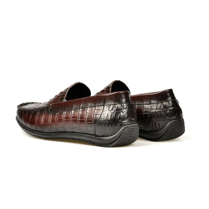 Ανδρικά Loafers Πολυτέλεια Leather Crocodile Daily Business Slip On - Κόκκινο