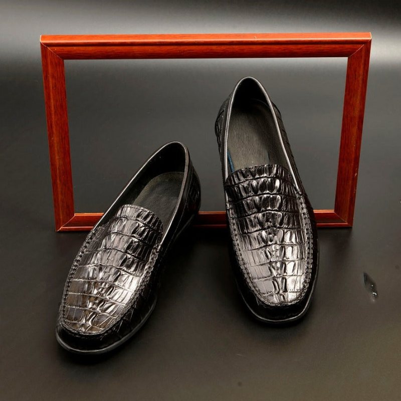 Ανδρικά Loafers Πολυτέλεια Leather Crocodile Daily Business Slip On - Μαύρο