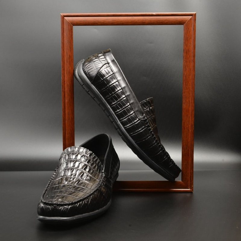 Ανδρικά Loafers Πολυτέλεια Leather Crocodile Daily Business Slip On - Μαύρο