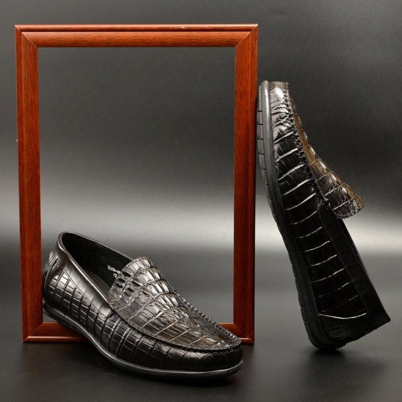 Ανδρικά Loafers Πολυτέλεια Leather Crocodile Daily Business Slip On - Μαύρο