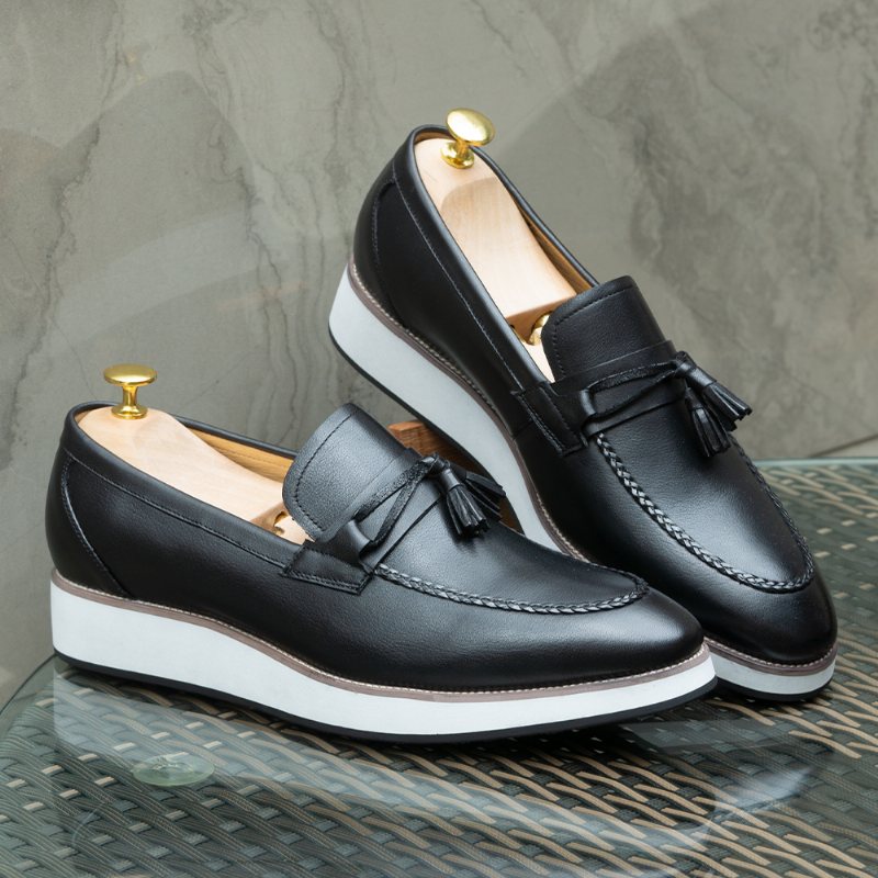 Ανδρικά Loafers Πολυτέλεια Leather Elegant Tassel - Μαύρο 