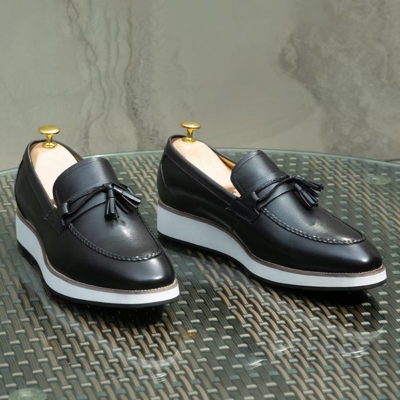 Ανδρικά Loafers Πολυτέλεια Leather Elegant Tassel - Μαύρο 