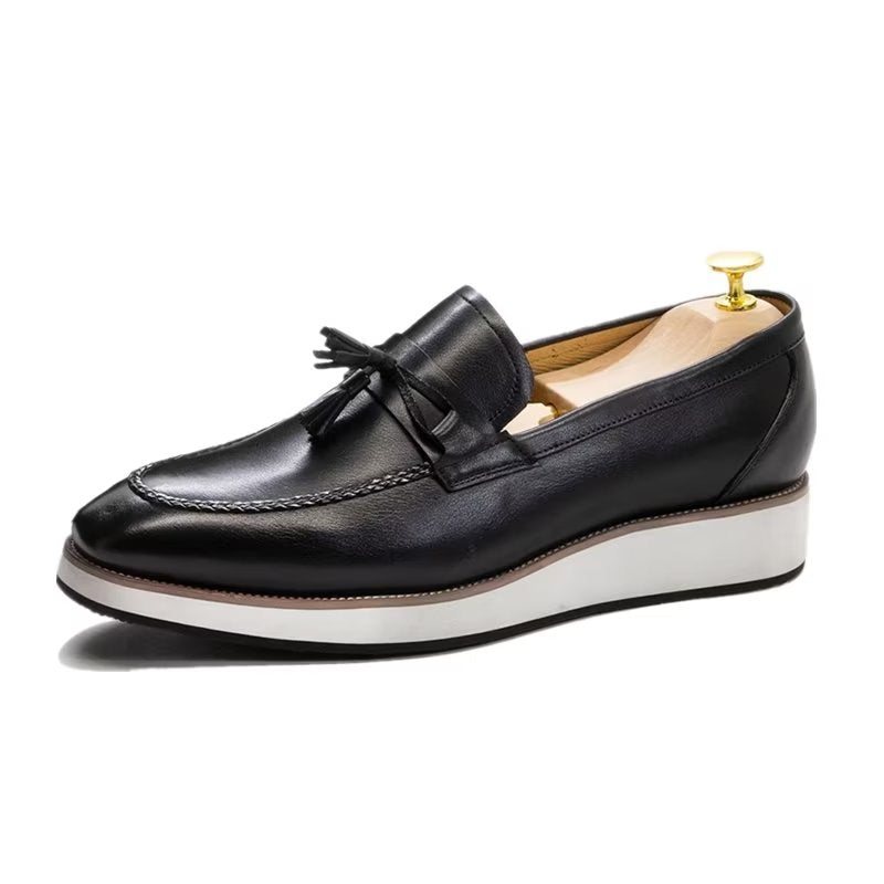 Ανδρικά Loafers Πολυτέλεια Leather Elegant Tassel - Μαύρο 