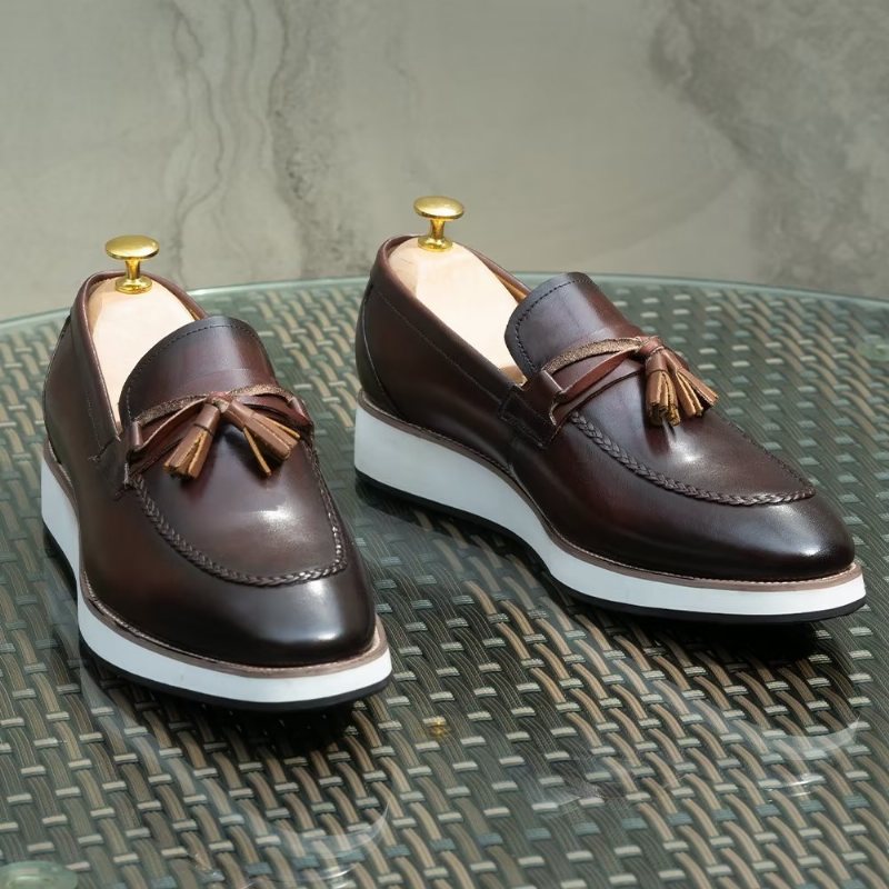 Ανδρικά Loafers Πολυτέλεια Leather Elegant Tassel - Καφές