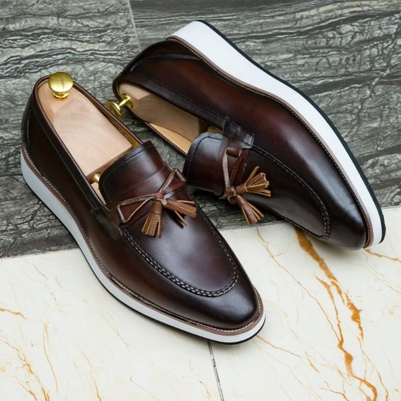 Ανδρικά Loafers Πολυτέλεια Leather Elegant Tassel - Καφές