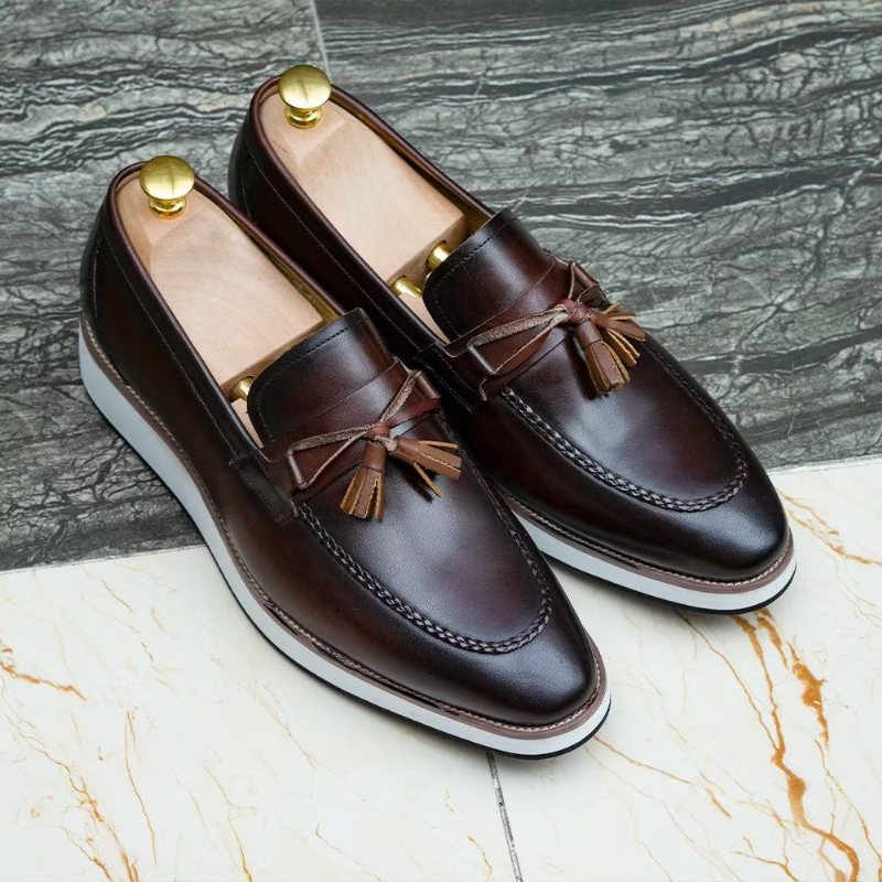 Ανδρικά Loafers Πολυτέλεια Leather Elegant Tassel - Καφές