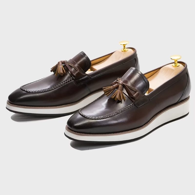 Ανδρικά Loafers Πολυτέλεια Leather Elegant Tassel - Καφές