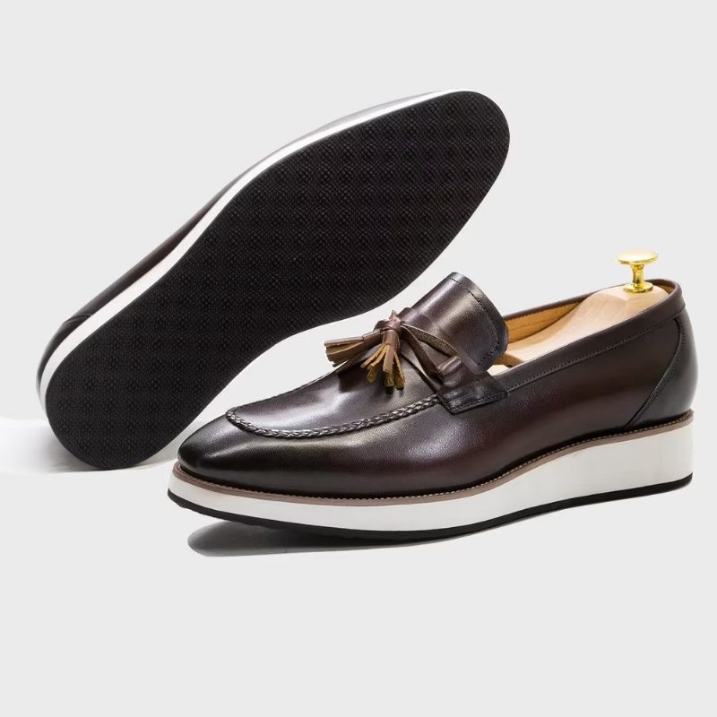 Ανδρικά Loafers Πολυτέλεια Leather Elegant Tassel - Καφές