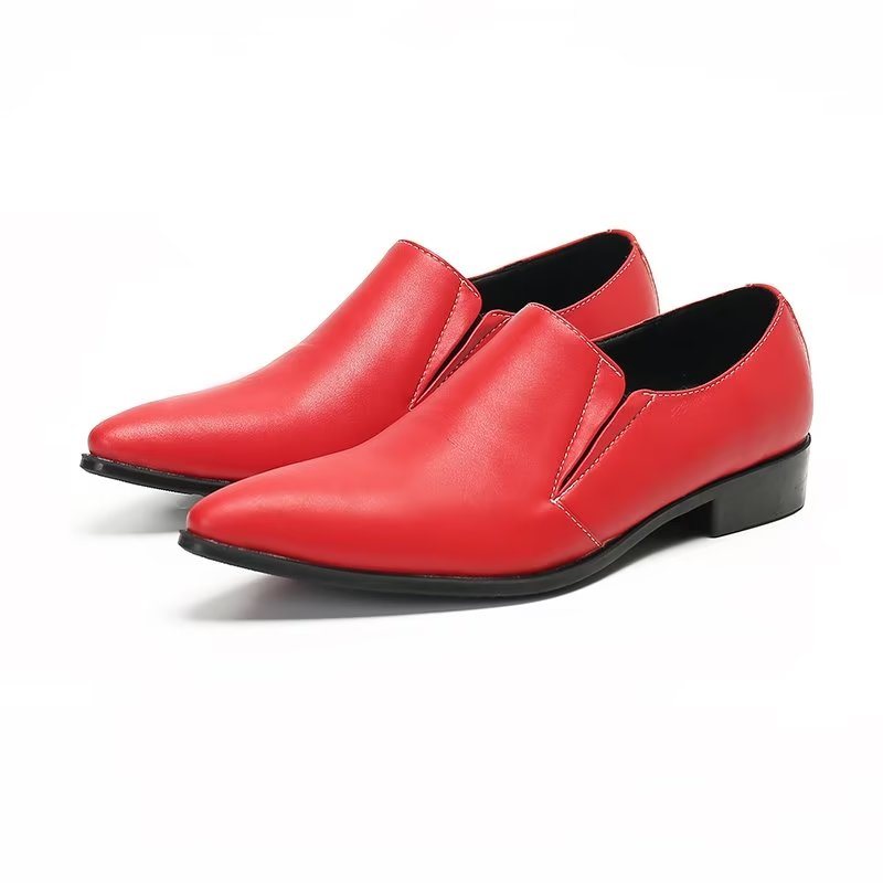 Ανδρικά Loafers Πολυτέλεια Smooth Leather Elegant Slip-on - Κόκκινο