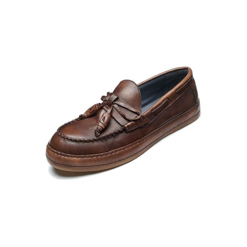 Ανδρικά Loafers Πολυτέλεια Tassel Leather Cow Elegant Slip-ons - Καφές