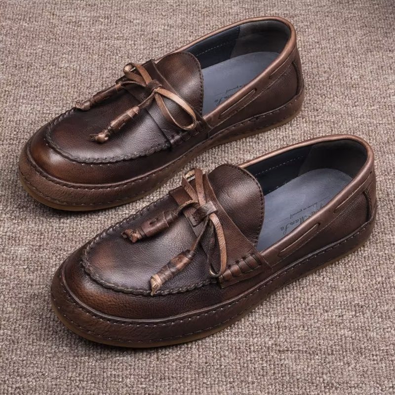 Ανδρικά Loafers Πολυτέλεια Tassel Leather Cow Elegant Slip-ons - Καφές